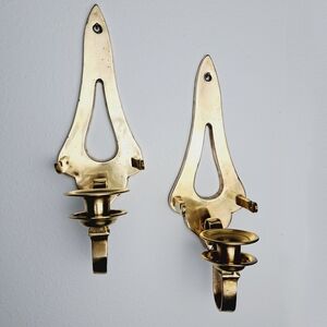 Vintage Solid Brass Wall Sconces Candle Holders Set of 2